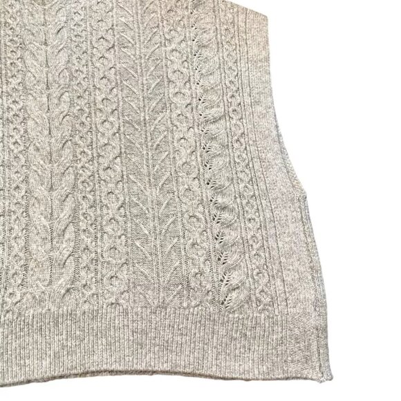 RACHEL ZOE 1X Plus Size Light Gray Cable Knit Soft Oversize Sleeveless Sweater - Picture 9 of 13